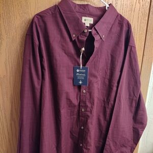 Haggar Men's Maroon Casual Button Down Shirt